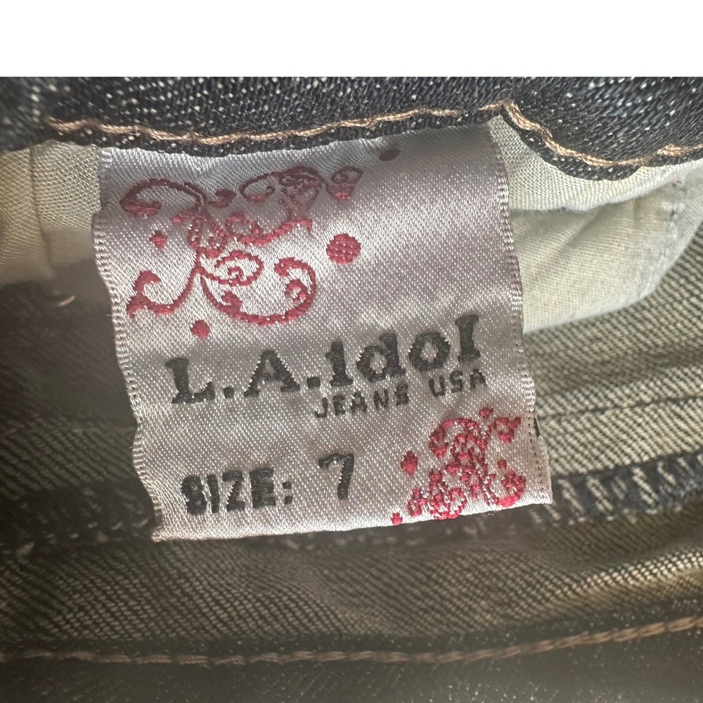 L.A. Idol Jeans Women's Size 7 Blue Denim Rhinestone Embellished Skinny‎ Pants - Picture 4 of 11